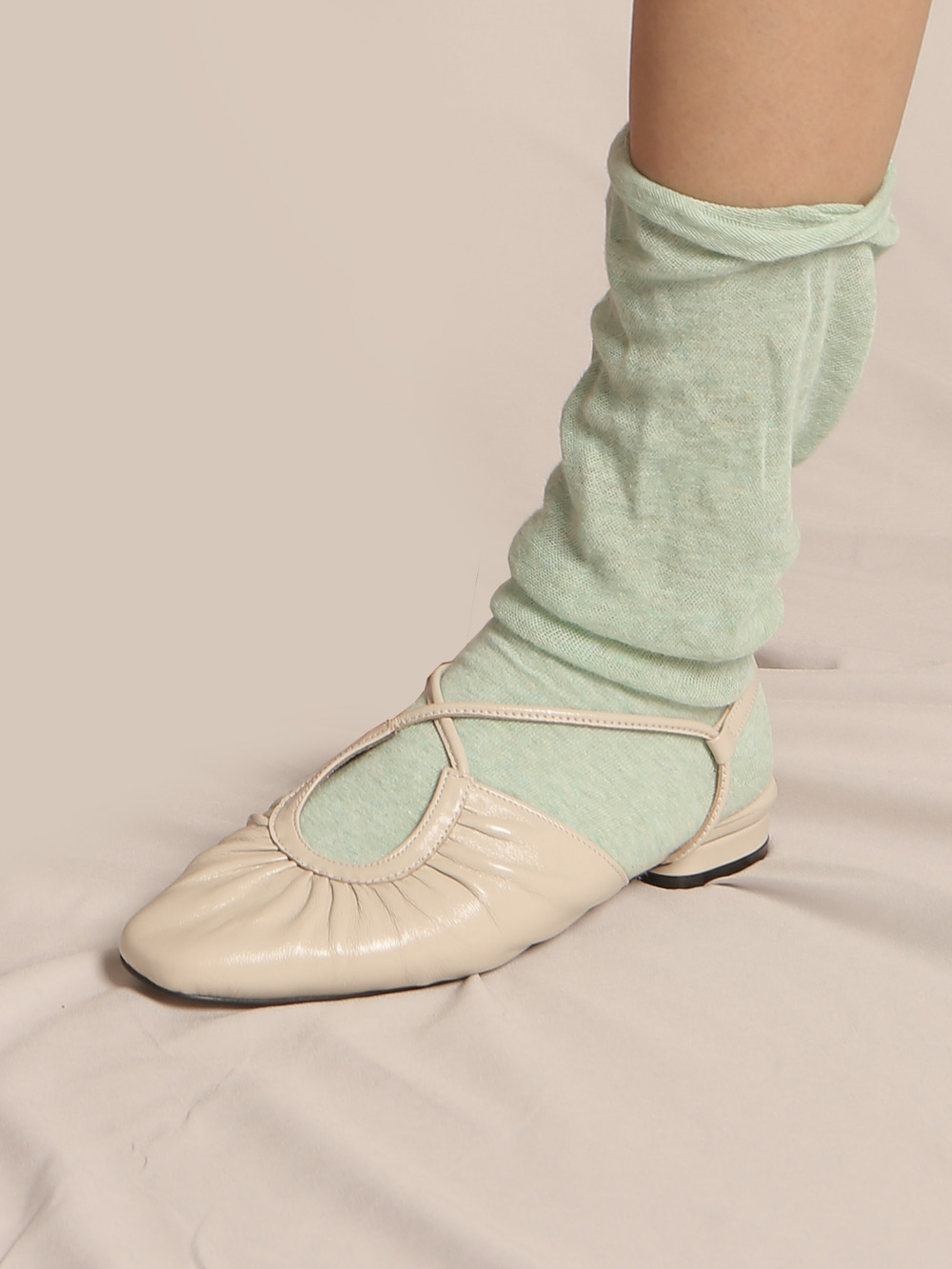 French ballet shoes glossy  Ivory